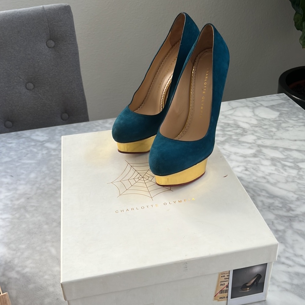 Charlotte Olympia Heels. Size IT 38.5, Color Teal